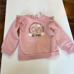 Little Lass Pink 'Be Kind' Butterfly Sweater
